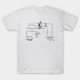 Driving Arrangements for Sewing Machine Vintage Patent Hand Drawing T-Shirt